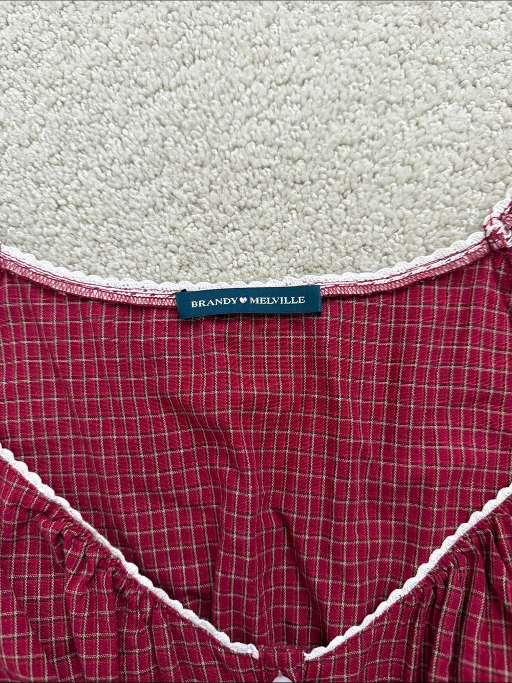 Brandy Melville red plaid blouse - Picture 2 of 2